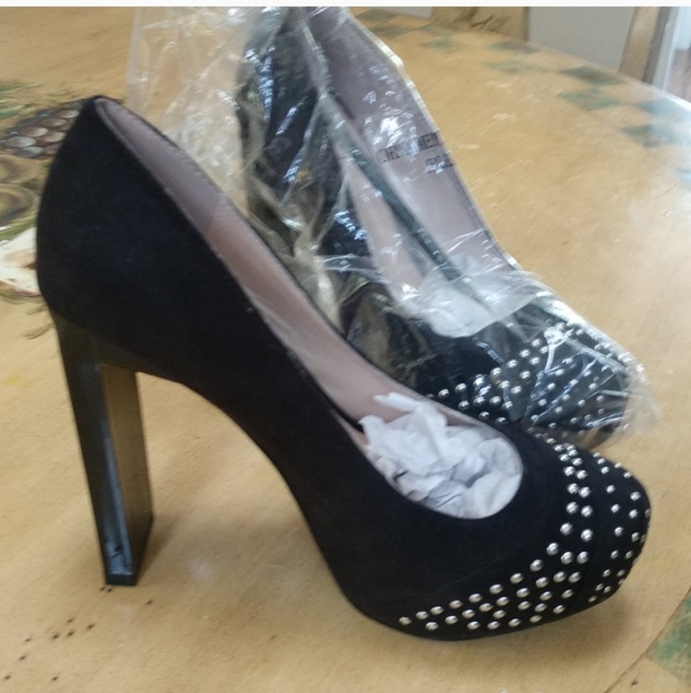 FRH Woman's high heels Suede and Studded , square heels are the easiest to walk